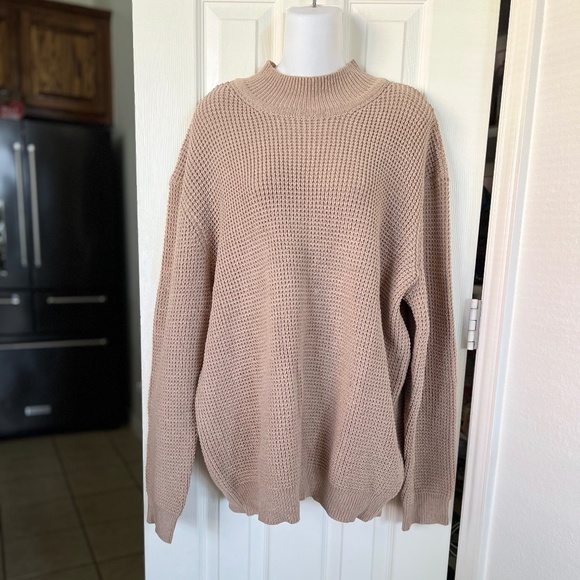 PJ Paul Mock Neck Sweater Wallfle Cable Knit - Picture 1 of 7